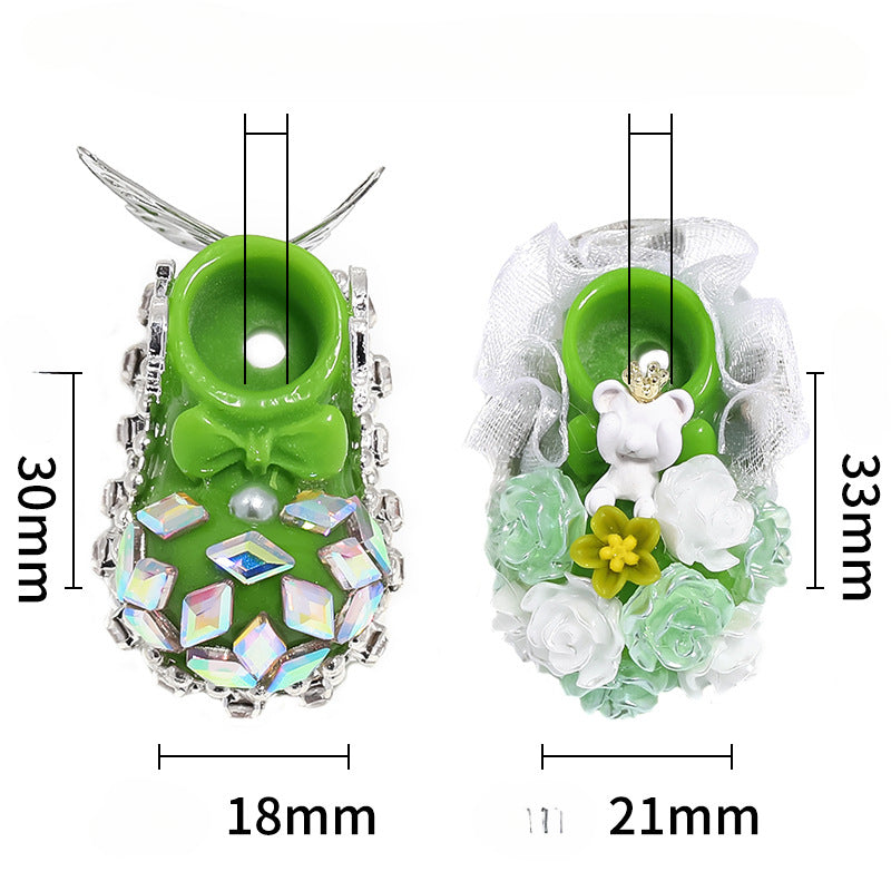 Wholesale 10PCS Resin Camellia Crystal Shoes with Full Diamond Beads